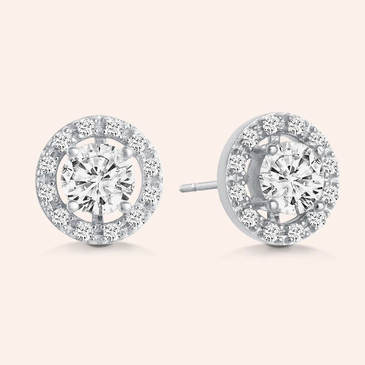 Delicate Glare Sterling Silver Halo Stud Earrings