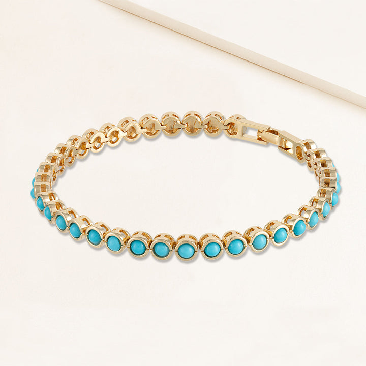 Milestone Bezel set Turquoise Tennis Bracelet - Includes Extender