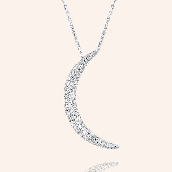 Luna Sterling Silver Pave Moon Necklace