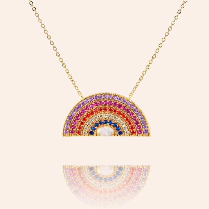 Inner Beauty Pave Rainbow Pendant Necklace