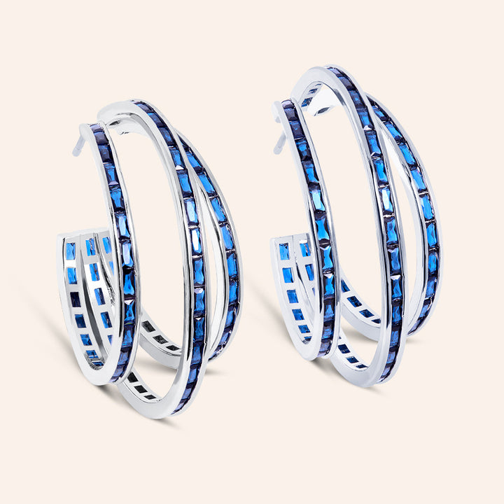 Rya Baguette Triple 1.5" Hoop Earrings