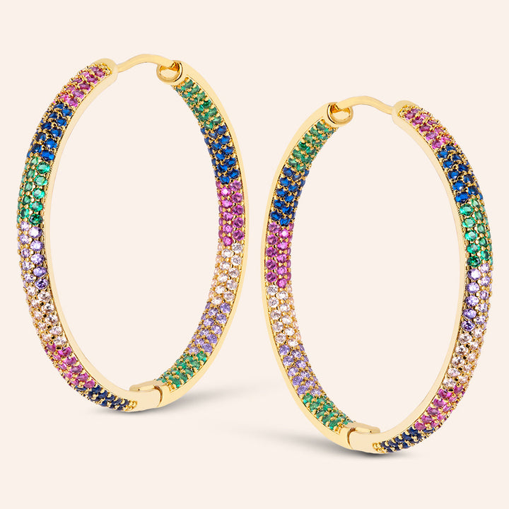 Your Everything Inside-Out Rainbow 1.4" Hoop Earrings